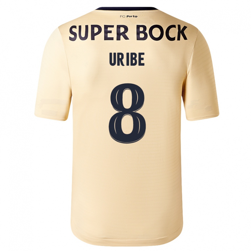 Women Football Mateus Uribe #8 Beige-Golden Away Jersey 2023/24 T-Shirt