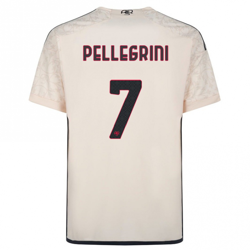 Women Football Lorenzo Pellegrini #7 Off-White Away Jersey 2023/24 T-Shirt