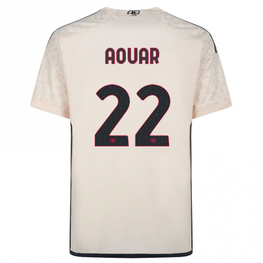 Women Football Houssem Aouar #22 Off-White Away Jersey 2023/24 T-Shirt