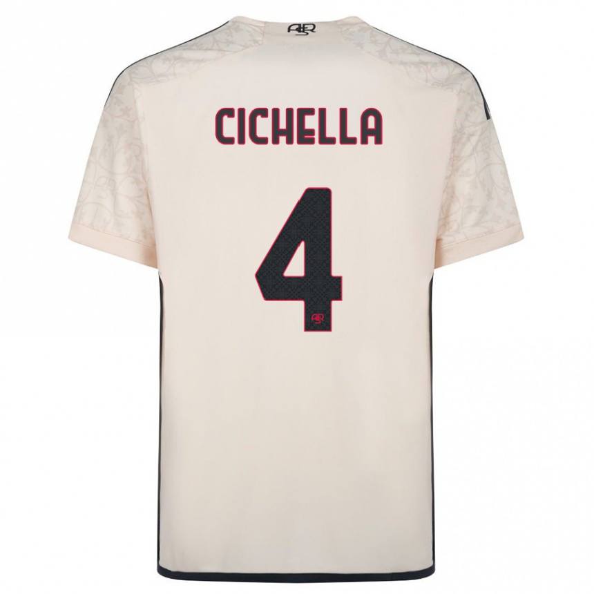 Women Football Matteo Cichella #4 Off-White Away Jersey 2023/24 T-Shirt