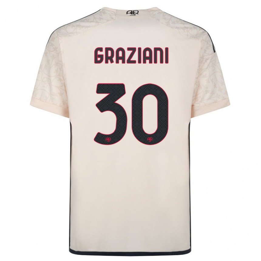 Women Football Leonardo Graziani #30 Off-White Away Jersey 2023/24 T-Shirt