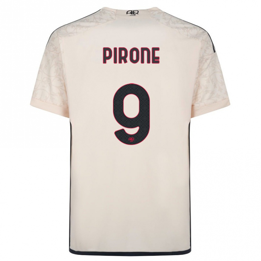 Women Football Valeria Pirone #9 Off-White Away Jersey 2023/24 T-Shirt