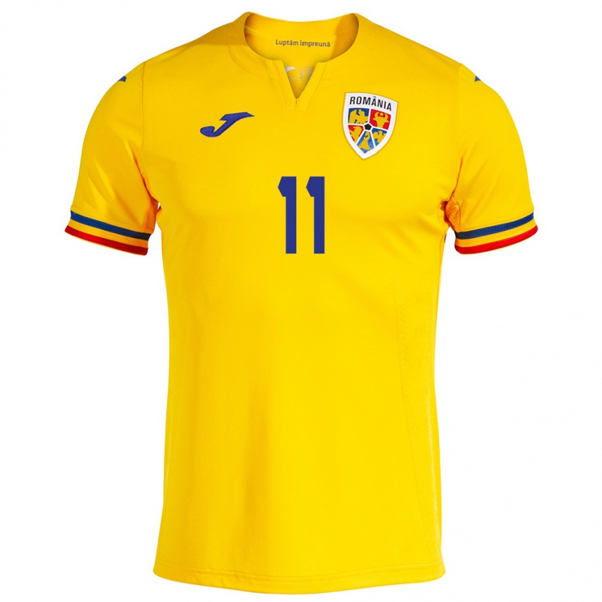 Kids Football Romania Doru Andrei #11 Yellow Home Jersey 24-26 T-Shirt