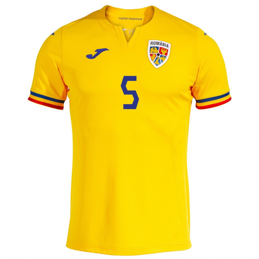 Kids Football Romania Ümit Akdağ #5 Yellow Home Jersey 24-26 T-Shirt