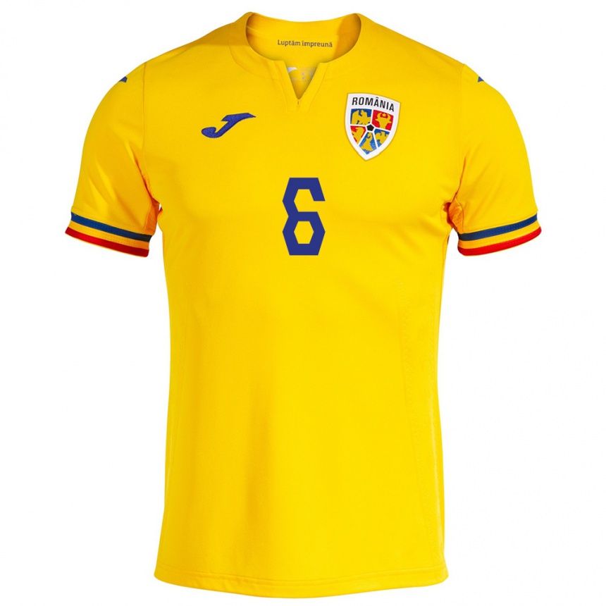 Kids Football Romania Marius Marin #6 Yellow Home Jersey 24-26 T-Shirt