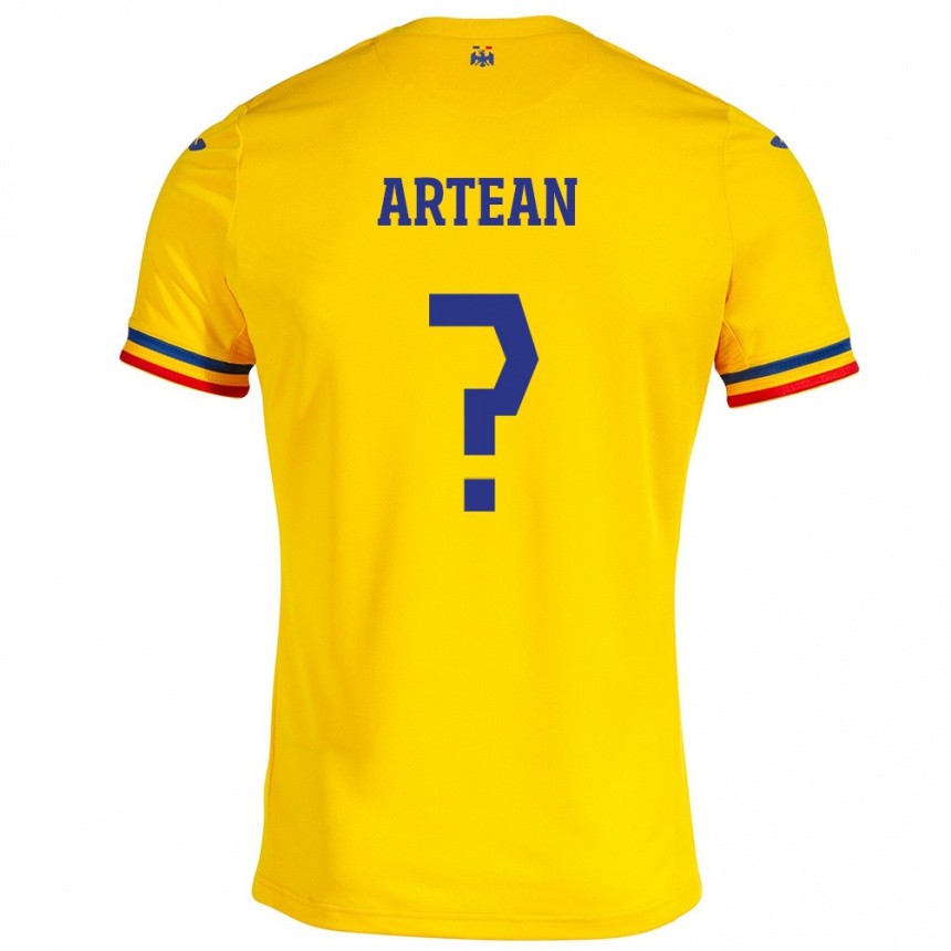 Kids Football Romania Andrei Artean #0 Yellow Home Jersey 24-26 T-Shirt