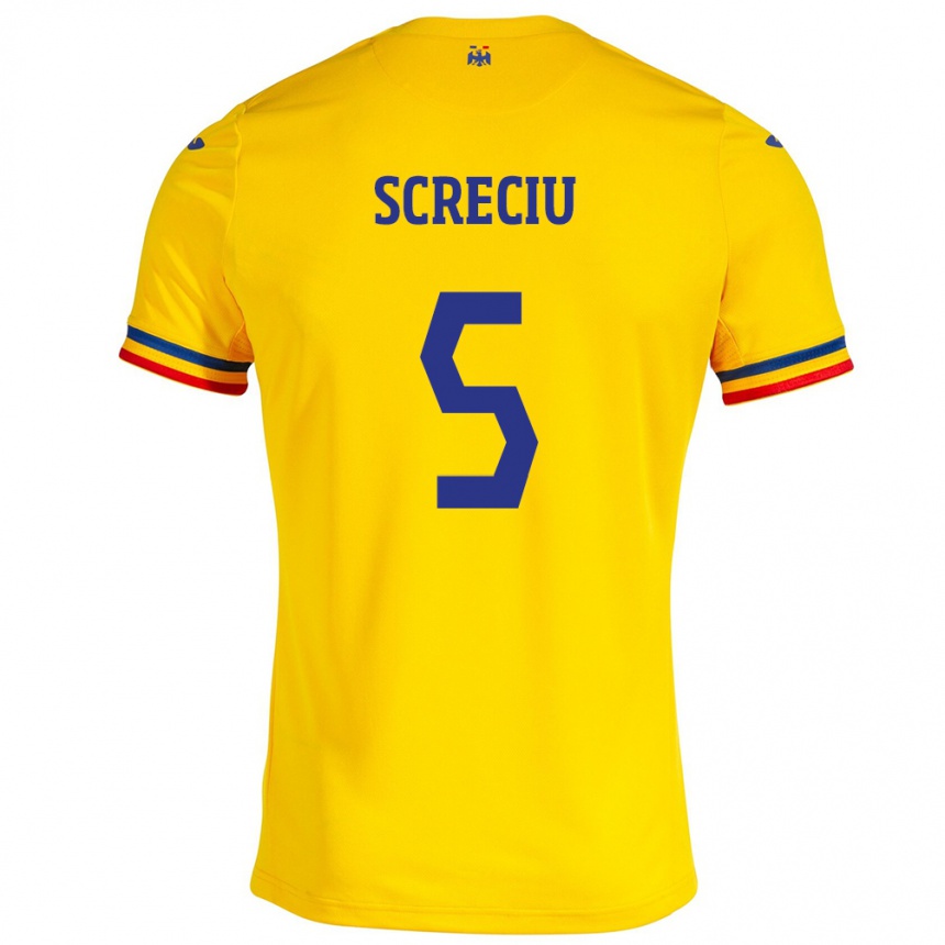 Kids Football Romania Vladimir Screciu #5 Yellow Home Jersey 24-26 T-Shirt