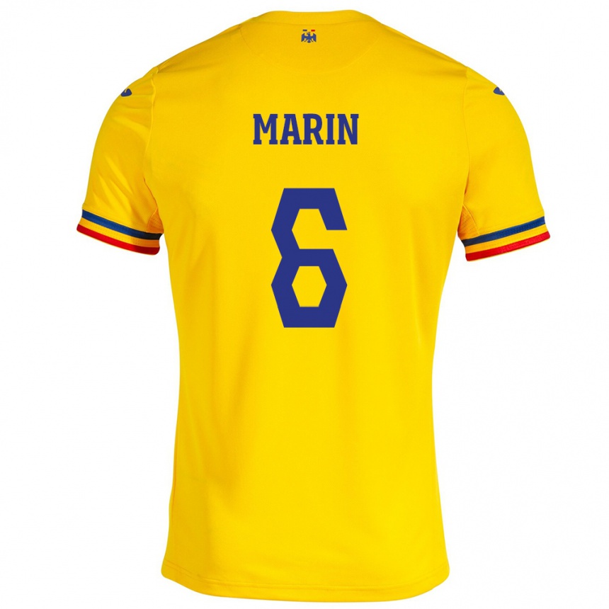 Kids Football Romania Marius Marin #6 Yellow Home Jersey 24-26 T-Shirt