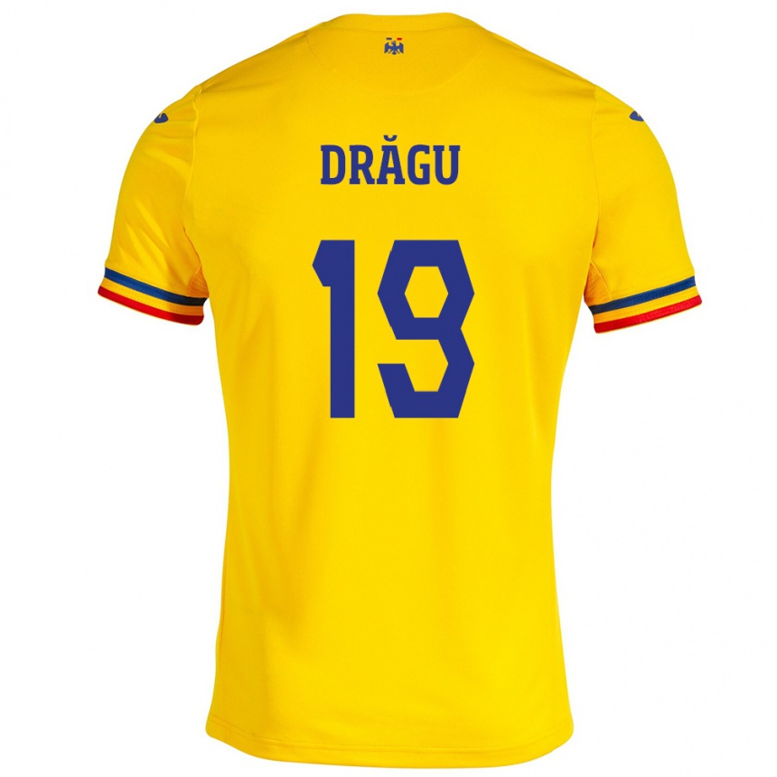 Kids Football Romania Denis Drăguş #19 Yellow Home Jersey 24-26 T-Shirt