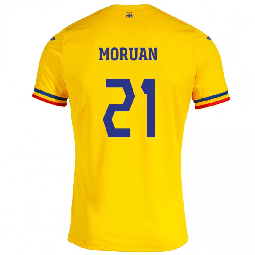 Kids Football Romania Olimpiu Moruţan #21 Yellow Home Jersey 24-26 T-Shirt