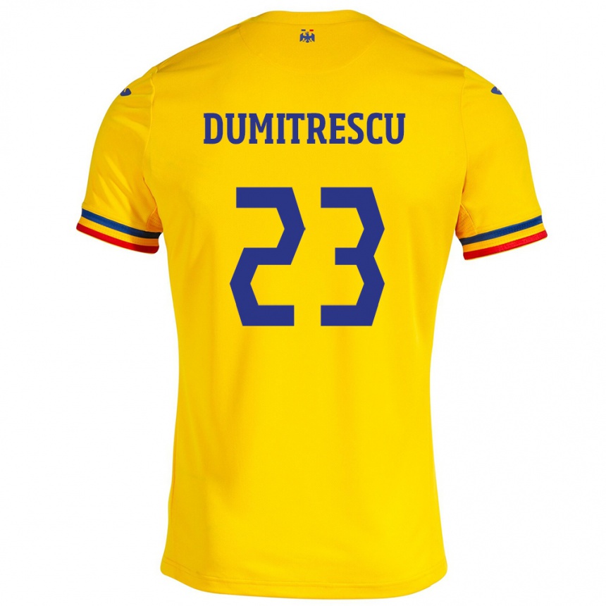 Kids Football Romania Andres Dumitrescu #23 Yellow Home Jersey 24-26 T-Shirt