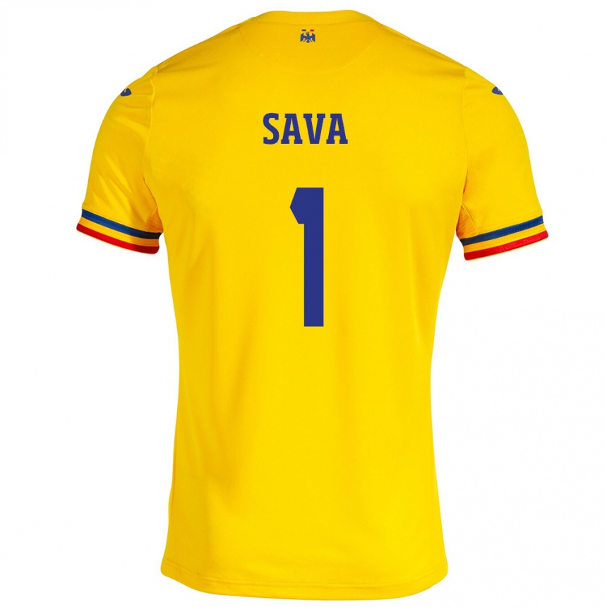 Kids Football Romania Răzvan Sava #1 Yellow Home Jersey 24-26 T-Shirt