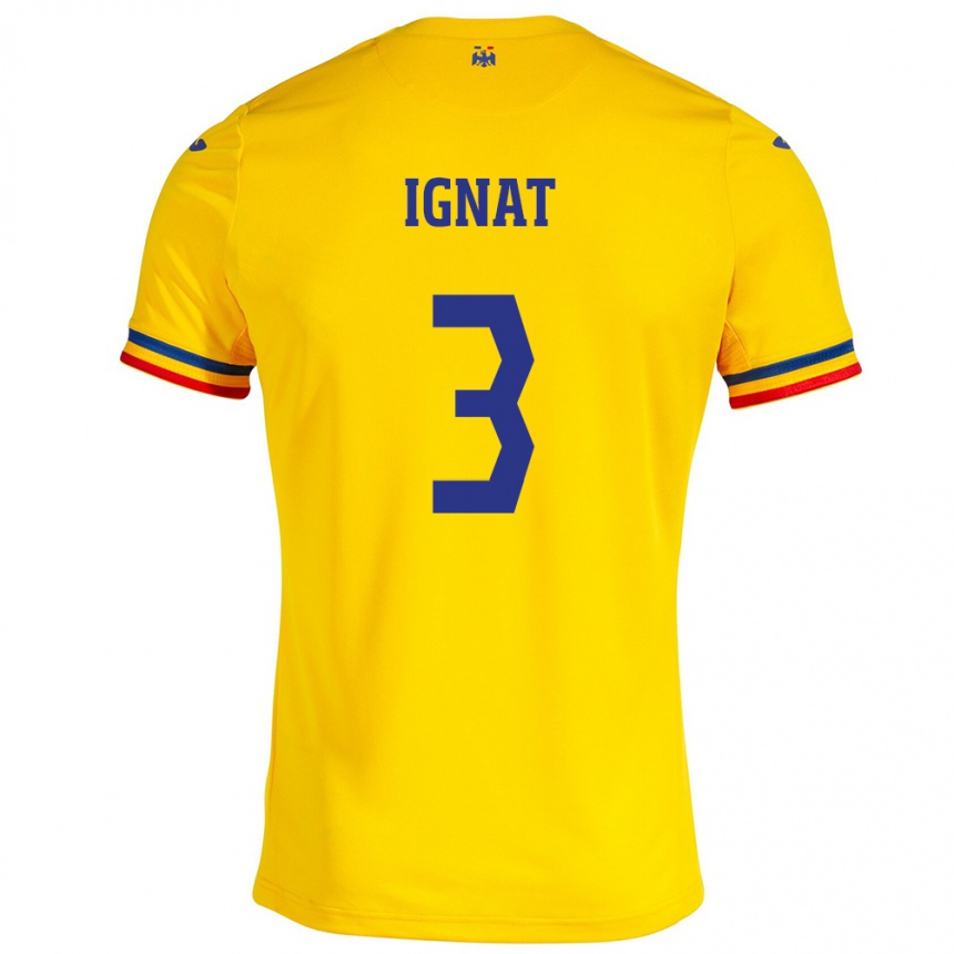 Kids Football Romania Cristian Ignat #3 Yellow Home Jersey 24-26 T-Shirt