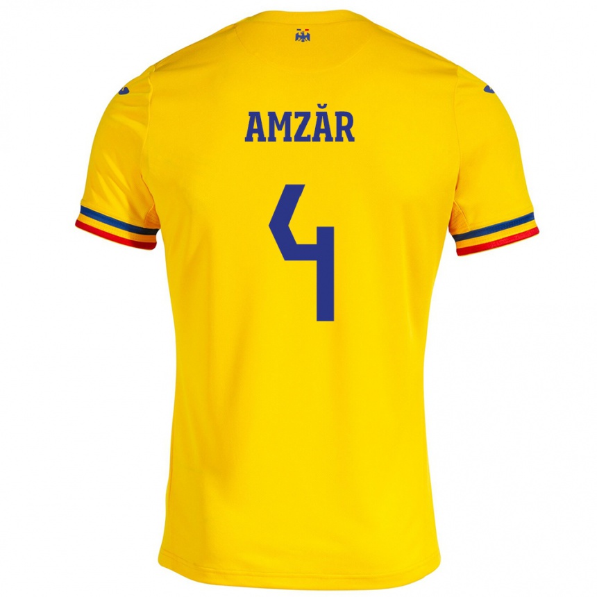 Kids Football Romania Costin Amzăr #4 Yellow Home Jersey 24-26 T-Shirt