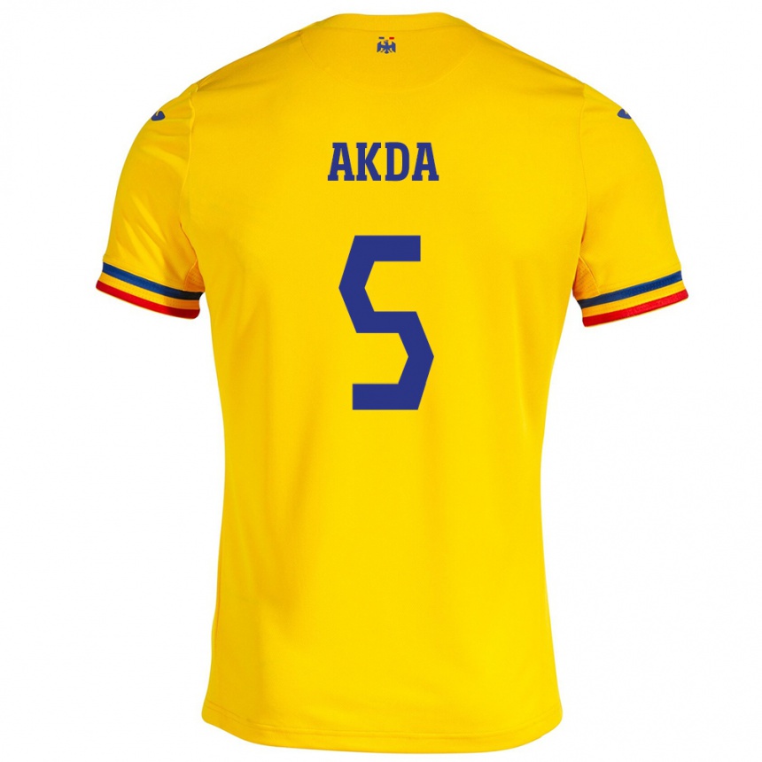 Kids Football Romania Ümit Akdağ #5 Yellow Home Jersey 24-26 T-Shirt