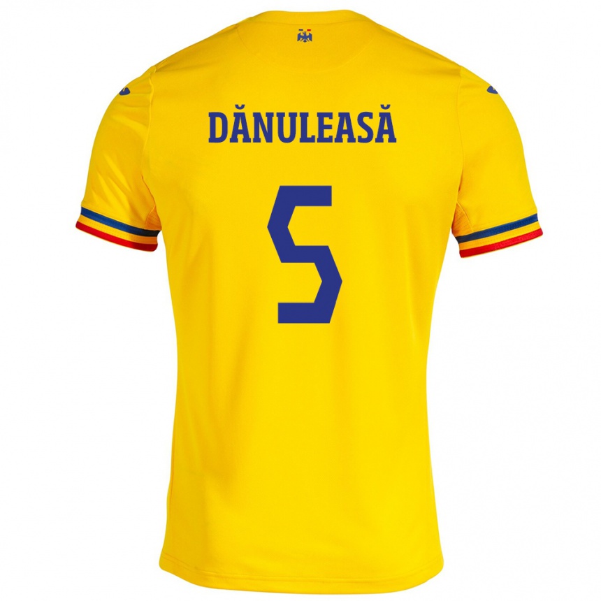 Kids Football Romania Gabriel Dănuleasă #5 Yellow Home Jersey 24-26 T-Shirt