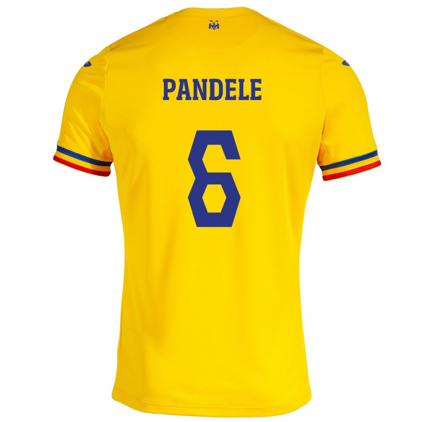 Kids Football Romania Andrei Pandele #6 Yellow Home Jersey 24-26 T-Shirt