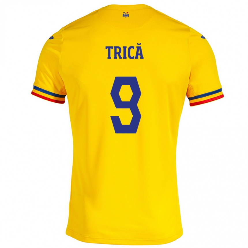 Kids Football Romania Atanas Trică #9 Yellow Home Jersey 24-26 T-Shirt