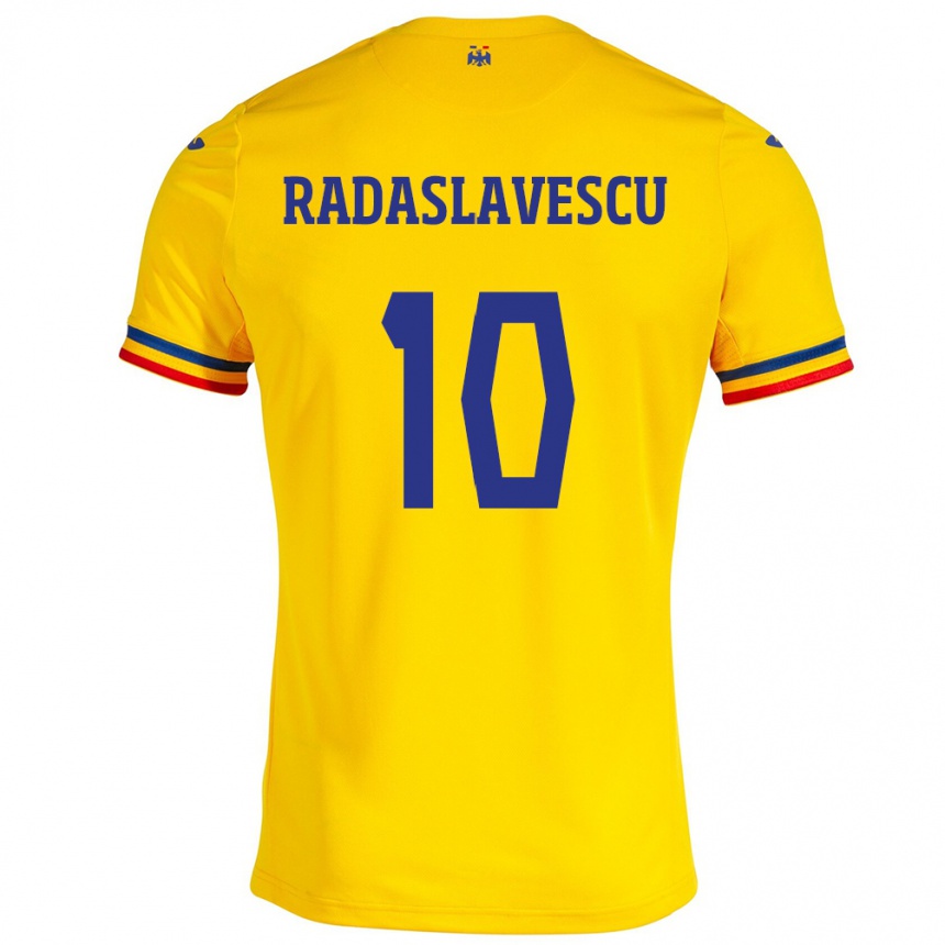 Kids Football Romania Eduard Radaslavescu #10 Yellow Home Jersey 24-26 T-Shirt