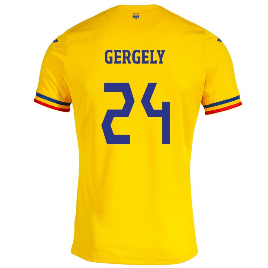 Kids Football Romania Botond Gergely #24 Yellow Home Jersey 24-26 T-Shirt