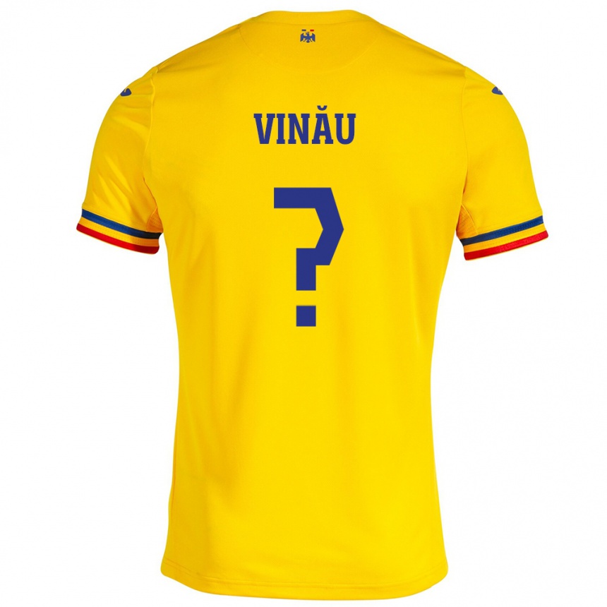 Kids Football Romania Eric Vînău #0 Yellow Home Jersey 24-26 T-Shirt