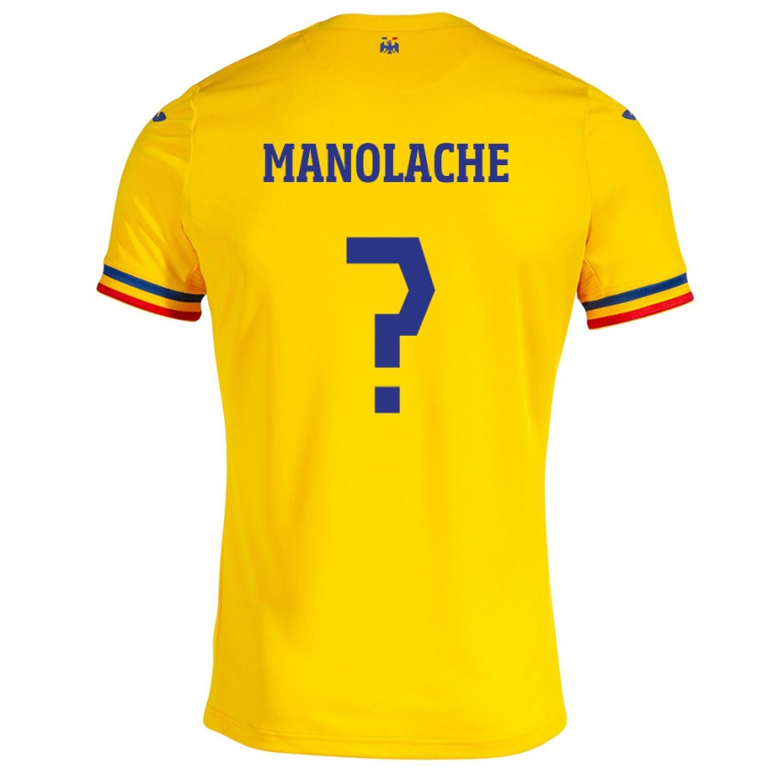 Kids Football Romania Luca Manolache #0 Yellow Home Jersey 24-26 T-Shirt