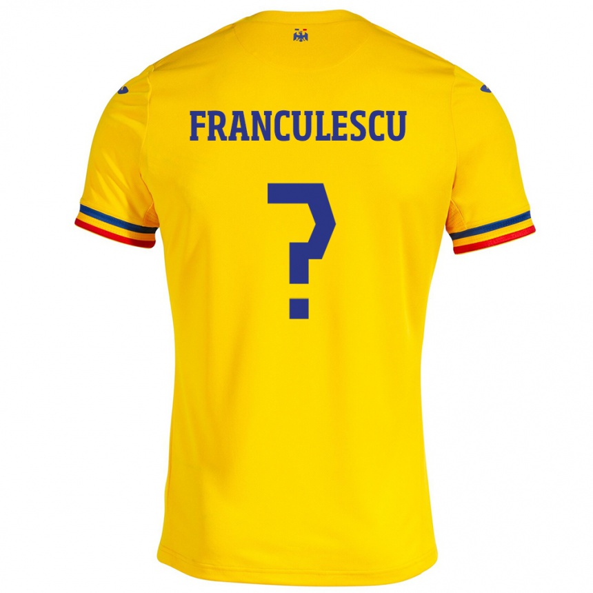 Kids Football Romania Adrian Frânculescu #0 Yellow Home Jersey 24-26 T-Shirt