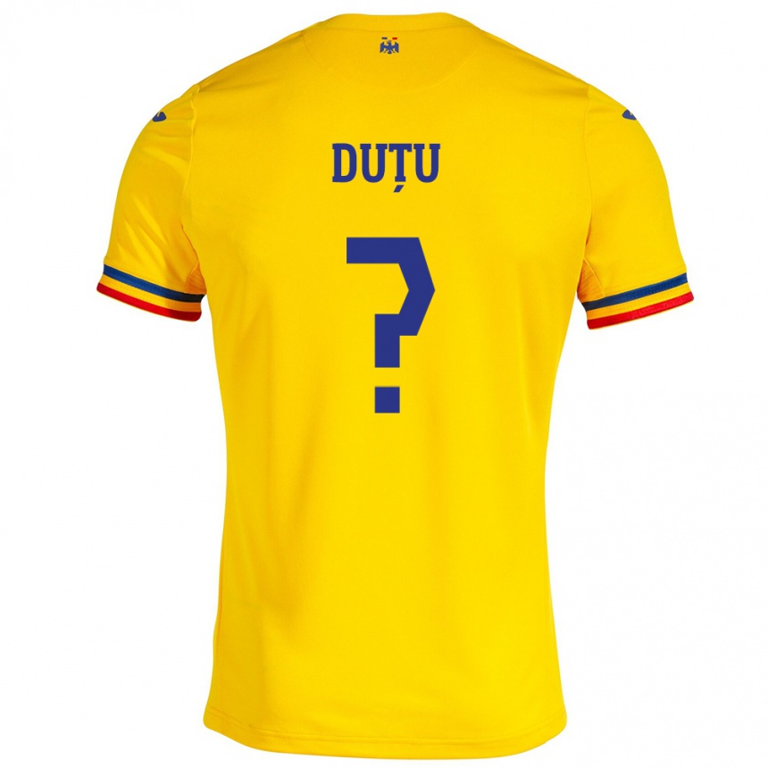 Kids Football Romania Matteo Duțu #0 Yellow Home Jersey 24-26 T-Shirt