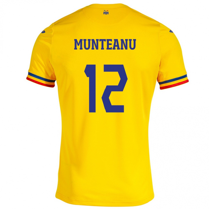 Kids Football Romania Rafael Munteanu #12 Yellow Home Jersey 24-26 T-Shirt