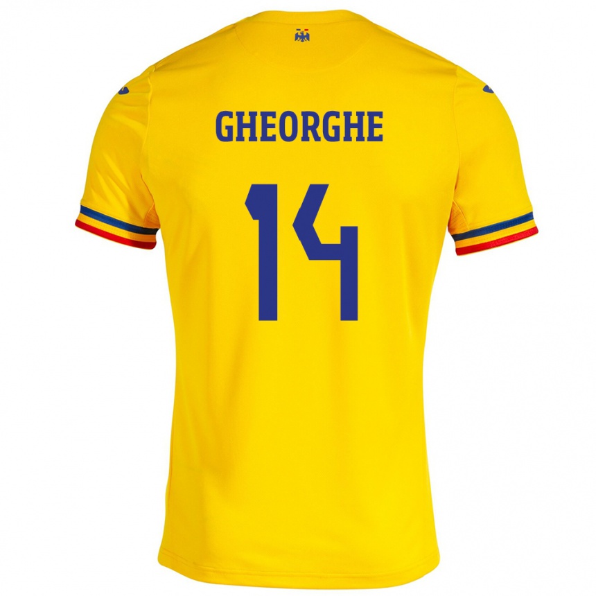 Kids Football Romania Costyn Gheorghe #14 Yellow Home Jersey 24-26 T-Shirt