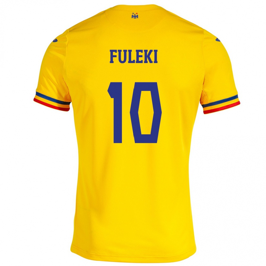 Kids Football Romania Samuel Fuleki #10 Yellow Home Jersey 24-26 T-Shirt