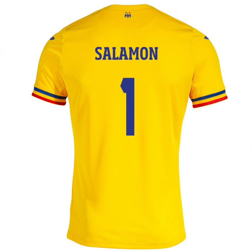 Kids Football Romania Szidonia Salamon #1 Yellow Home Jersey 24-26 T-Shirt