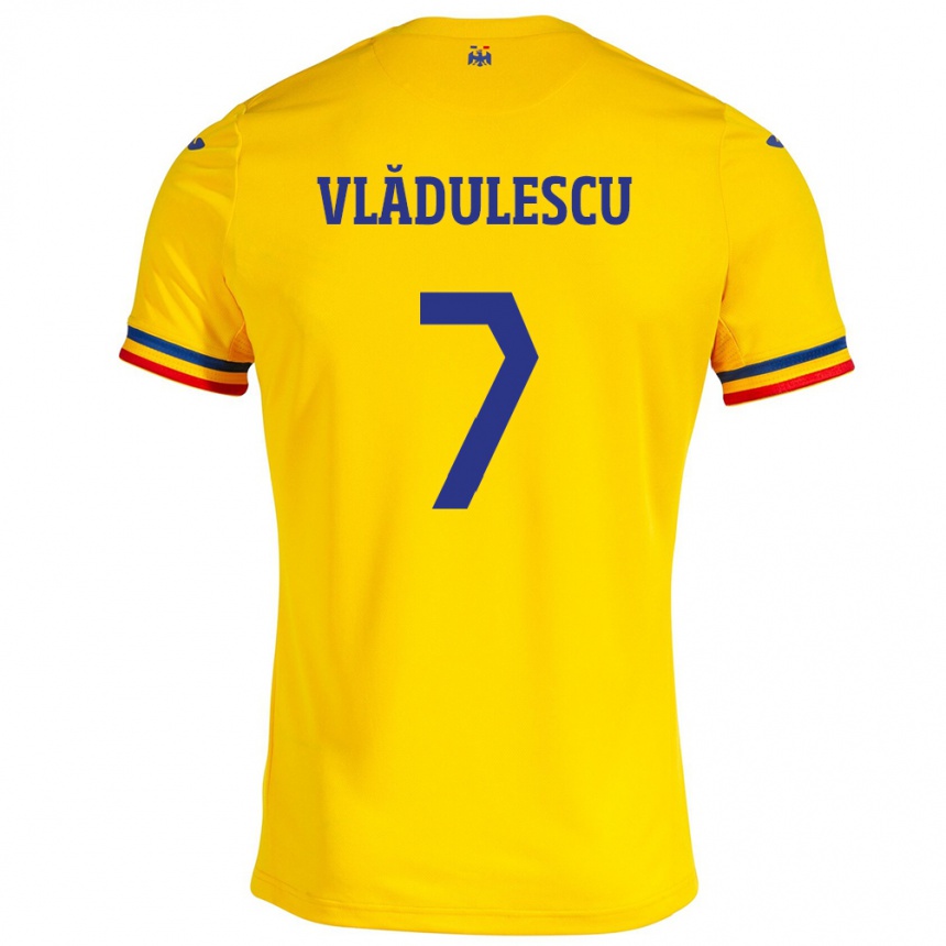 Kids Football Romania Ana Maria Vlădulescu #7 Yellow Home Jersey 24-26 T-Shirt