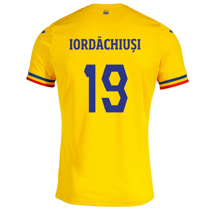 Kids Football Romania Olga Iordăchiuși #19 Yellow Home Jersey 24-26 T-Shirt