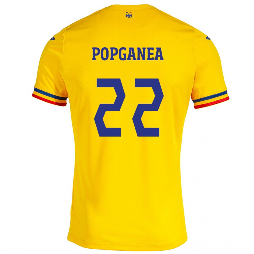 Kids Football Romania Mirela Pop-Ganea #22 Yellow Home Jersey 24-26 T-Shirt