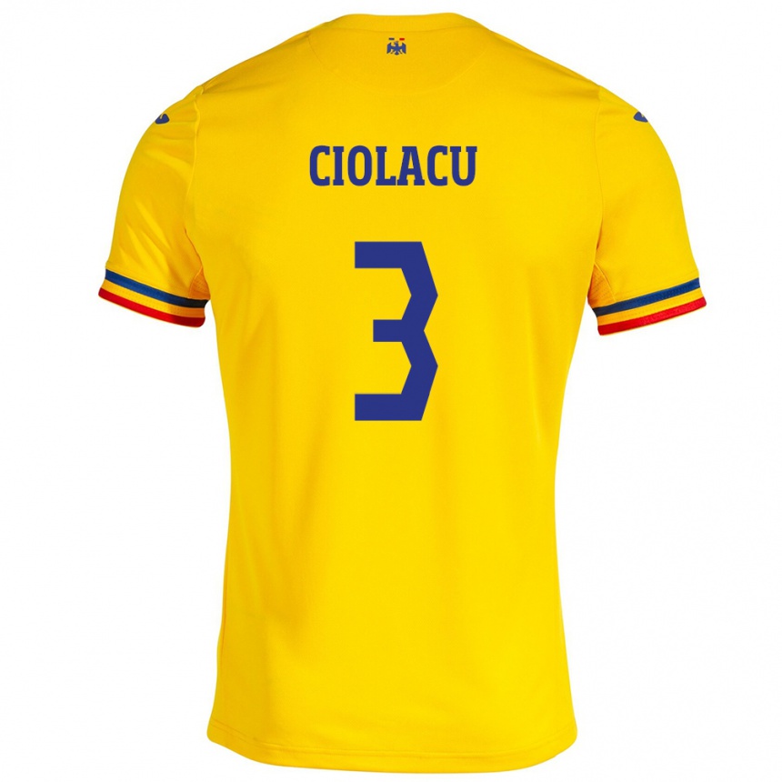 Kids Football Romania Mihaela Ciolacu #3 Yellow Home Jersey 24-26 T-Shirt