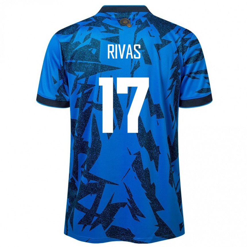 Kids Football El Salvador Eduardo Rivas #17 Blue Home Jersey 24-26 T-Shirt