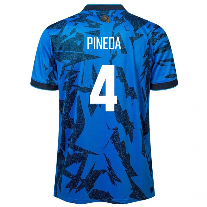 Kids Football El Salvador Wálter Pineda #4 Blue Home Jersey 24-26 T-Shirt