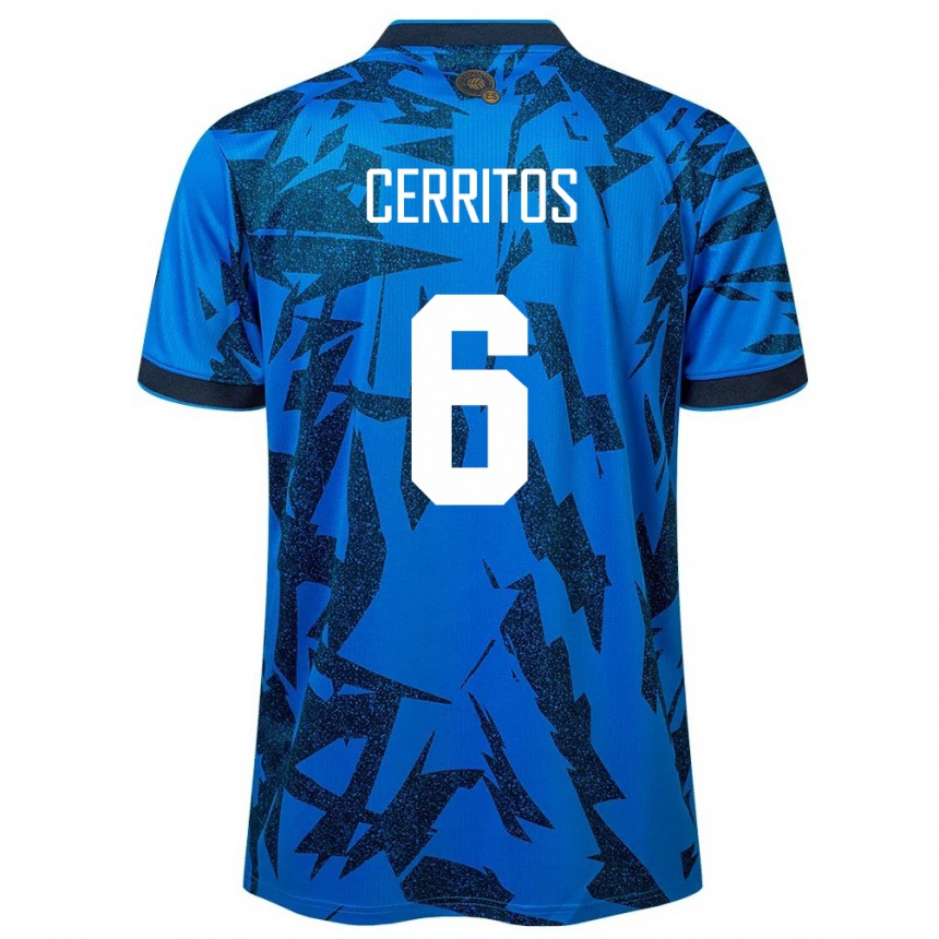 Kids Football El Salvador Mauricio Cerritos #6 Blue Home Jersey 24-26 T-Shirt