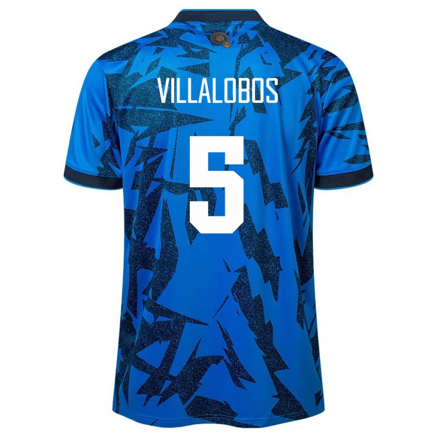 Kids Football El Salvador Kristian Villalobos #5 Blue Home Jersey 24-26 T-Shirt