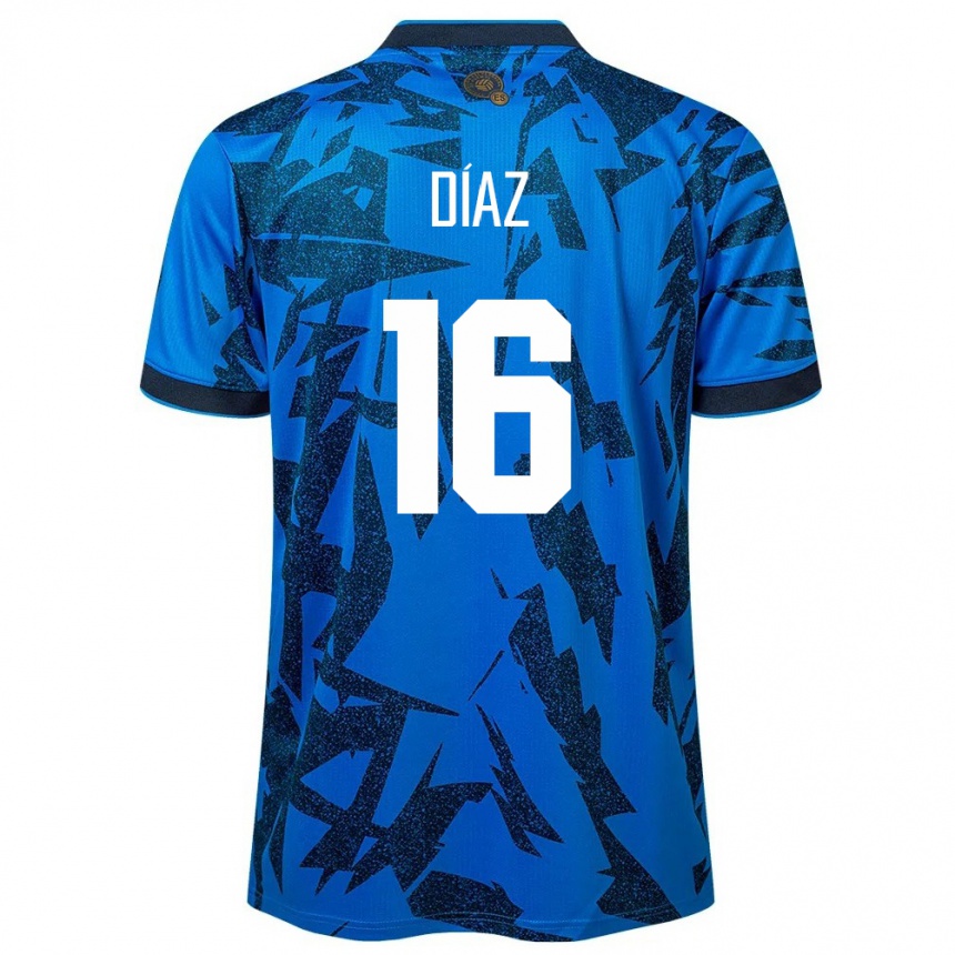 Kids Football El Salvador Wilber Díaz #16 Blue Home Jersey 24-26 T-Shirt