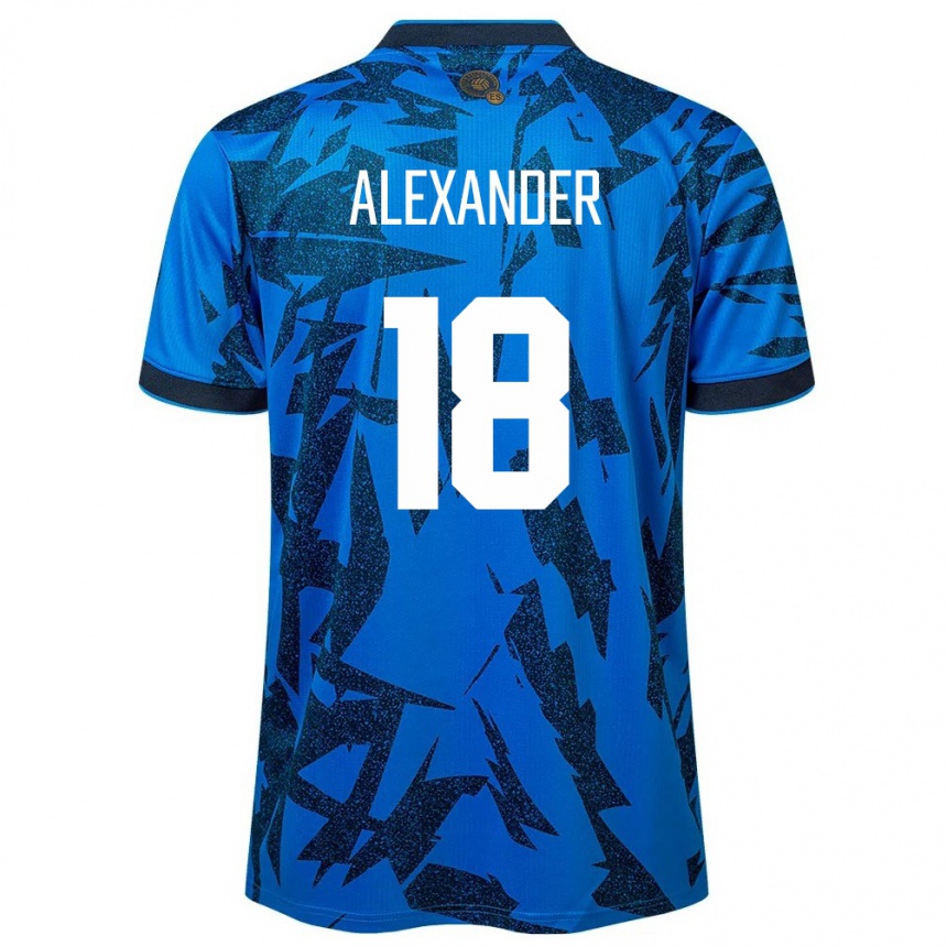 Kids Football El Salvador Alexander Aguilar #18 Blue Home Jersey 24-26 T-Shirt