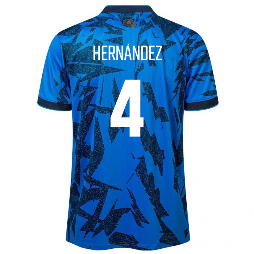 Kids Football El Salvador Elaily Hernández #4 Blue Home Jersey 24-26 T-Shirt