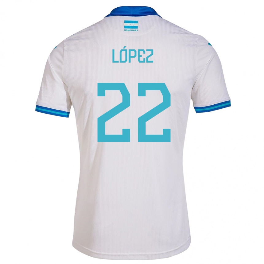 Kids Football Honduras Luis López #22 White Home Jersey 24-26 T-Shirt