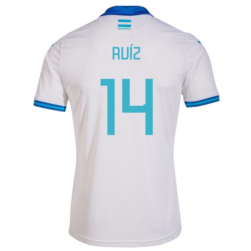 Kids Football Honduras David Ruíz #14 White Home Jersey 24-26 T-Shirt