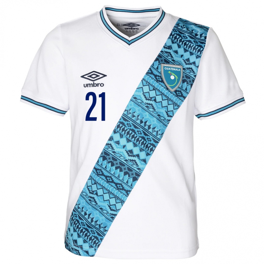 Kids Football Guatemala Andrea Quiñónez #21 White Home Jersey 24-26 T-Shirt