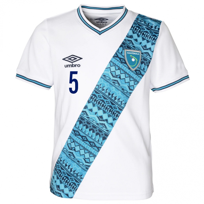 Kids Football Guatemala Jeffery López #5 White Home Jersey 24-26 T-Shirt