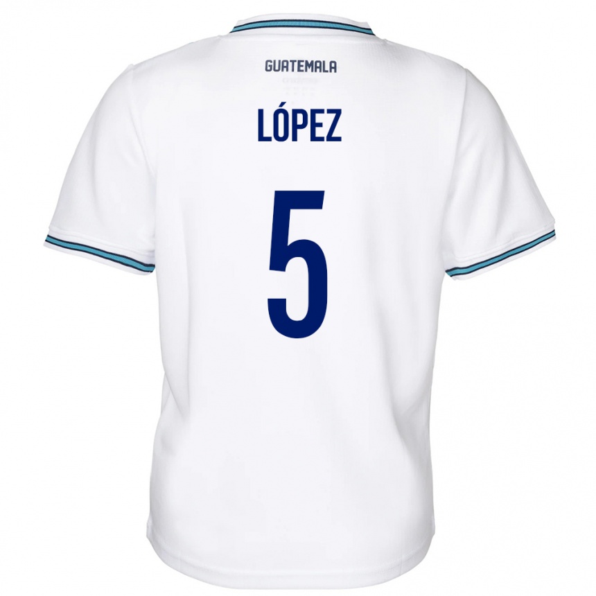 Kids Football Guatemala Jeffery López #5 White Home Jersey 24-26 T-Shirt