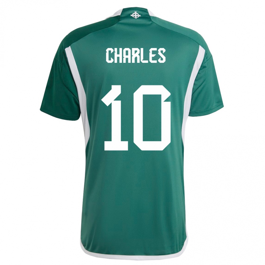 Kids Football Northern Ireland Dion Charles #10 Green Home Jersey 24-26 T-Shirt