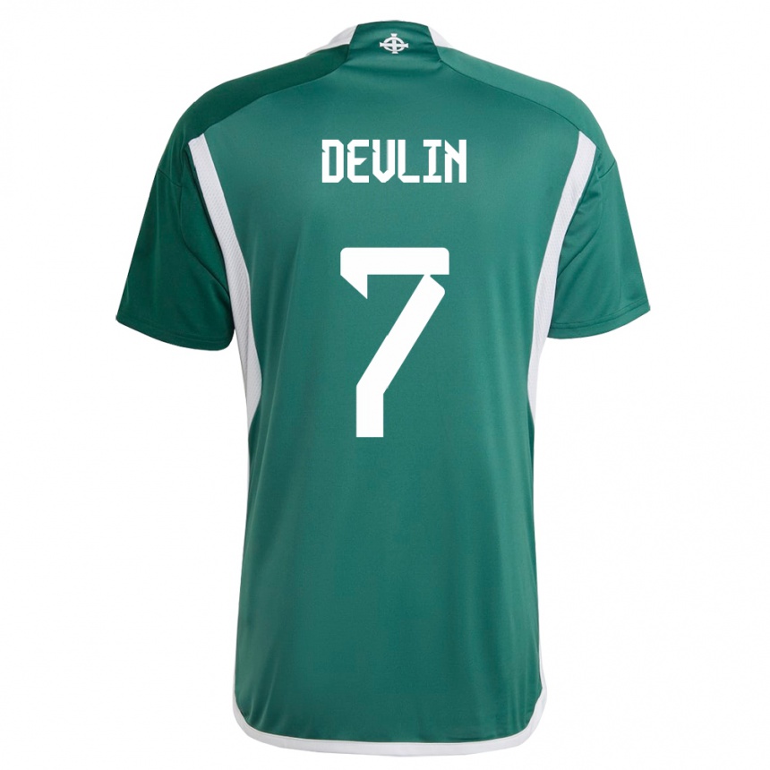Kids Football Northern Ireland Terry Devlin #7 Green Home Jersey 24-26 T-Shirt
